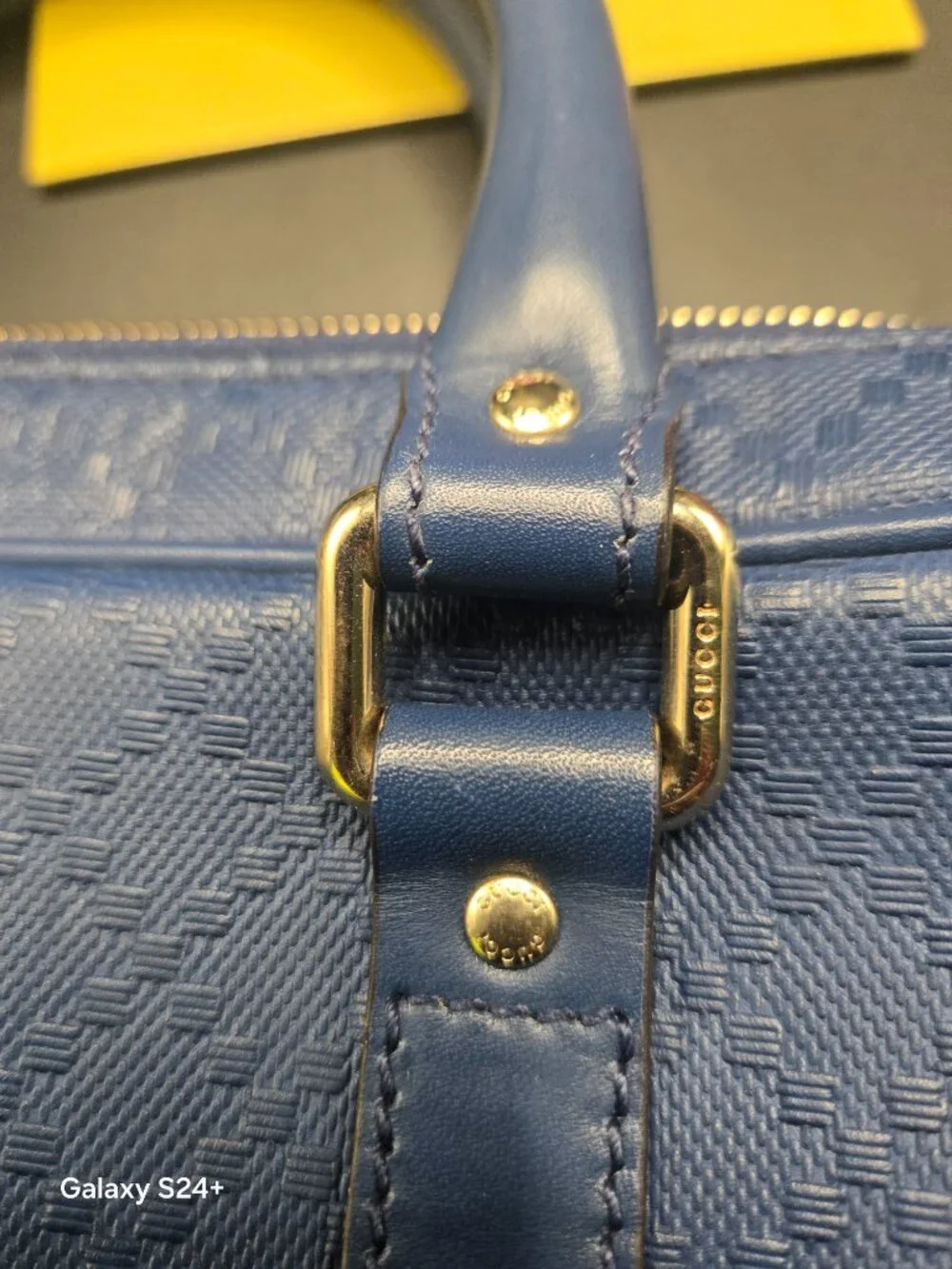 Authentic Gucci Diamante Blue Leather Briefcase Business Laptop Bag